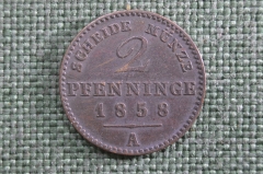 Монета 2 пфеннига, Пруссия 1858 года А. Фридрих Вильгельм IV