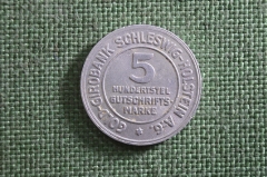 Монета 5/100 марок 1923 года. Алюминий. Шлезвиг-Гольштейн, Германия.
