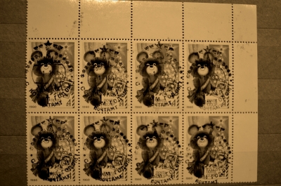 Блок 8 марок СССР 1980 года - Олимпиада-1980, Мишка олимпийский. Спецгашение "С Новым Годом!"