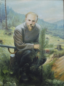 Картина "Ленин в Шушенском бору". Автор Д. Павлов. Холст, масло. СССР.