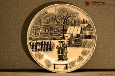 Фарфоровая тарелка "Любовь зимой". Авторская работа Андрея Галавтина.