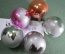 Шары новогодние разноцветные "Кленовый лист" (5 штук). Елочные украшения, шарики. Набор # 14