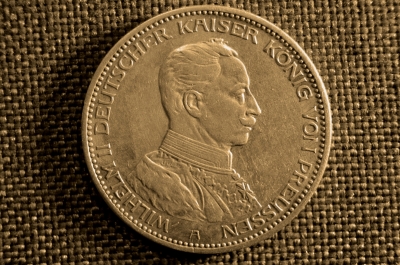 3 Марки 1914 года, A, Вильгельм II, Германия, Пруссия, серебро