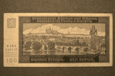 100 крон 1940 г. Чехословакия,Национальный банк Богемии и Моравии (Немецкая оккупация)