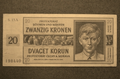 20 крон 1944 г., Чехословакия,Национальный банк Богемии и Моравии (Немецкая оккупация)