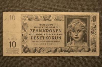 10 крон 1942 г., Чехословакия,Национальный банк Богемии и Моравии (Немецкая оккупация)