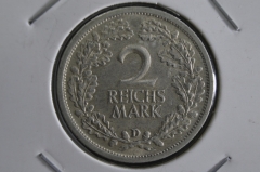 2 марки рейхсмарки 1926 года. D. Серебро. Рейх. Германия. aUNC.