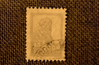 Крестьянин, лимонно желтая. Стандартный выпуск 1924-1925. Зубцовка 12. Гашеная. 