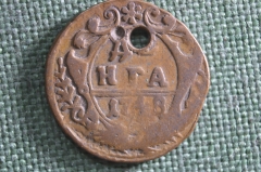 Монета Денга 1748 года. Медь. Елизавета, Российская империя.