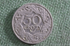 Монета 50 грошей 1923 года, Польша. Буквы WJ. Groszy, Rzeczpospolita Polska. #2