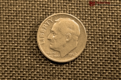 1 дайм, серебро ("S" - Сан-Франциско), США, 1952 год