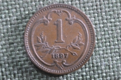 Монета 1 геллер 1897 года, Австрия. 