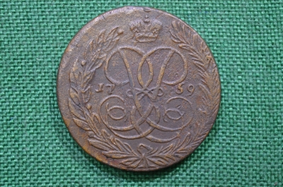 5 копеек 1759 года (пять копеек). Елизавета I, медь (Елизаветинский пятак).