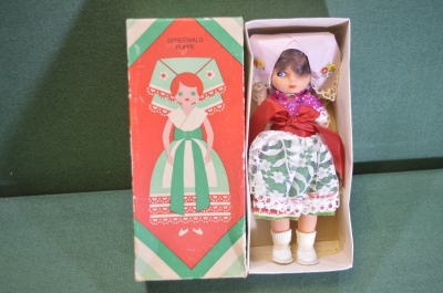 Кукла игрушка Девушка в национальном костюме. VEB Puppenfabrik. Коробка. Германия. ГДР. 