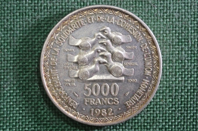 5000 франков 1982 "20 лет валютному союзу" Западная Африка, серебро