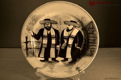 Фарфоровая тарелка "Евреи". Авторская работа, Андрей Галавтин.