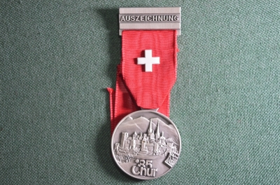 Стрелковая медаль, посвященная соревнованиям в городе Кур, Швейцария, 1985г.