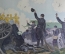 Цветная литография времен Первой мировой войны. "Un coin de la bataille de la marne". Франция.