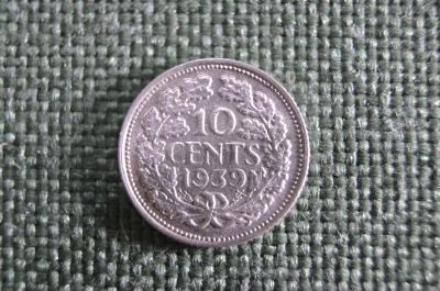 10 центов 1939 Нидерланды, серебро