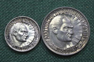 1 и 1/2 лира 1981, Турция, "100 лет со дня рождения Ататюрка", серебро, UNC, редкие
