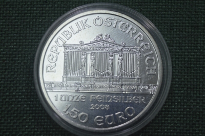 1,5 евро Австрия 2008, "Венская филармония", серебро 999