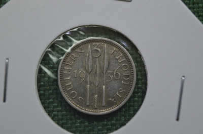 3 пенса 1936, Южная Родезия, серебро, состояние