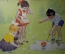 Плакат для детского сада "Спасаем мяч" (серия "Мы играем") 1965 1966 год, СССР