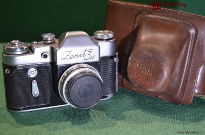 Фотоаппарат с кофром, Зенит-3М, № 65038754, объектив Industar-50   3,5/50, № 6553239