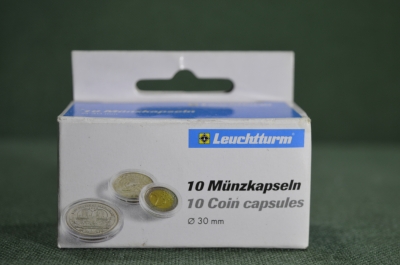 Капсулы для монет Leuchtturm, упаковка 10 штук, 30 мм, Германия