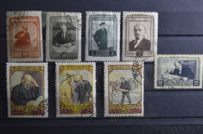 Набор марок (8 штук). 75 и 87 лет со дня рождения Ленина (25 сентября 1945 г и 22 апреля 1957 г).