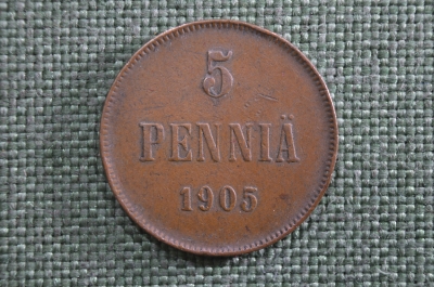 5 пенни 1905 г. Для Финляндии (Царская Россия, Николай II).