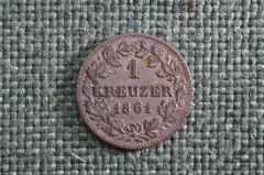 1 крейцер 1861 год, Германия, Бавария, серебро, aUNC