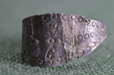Перстень старинный пластинчатый "Крест Славян", солярный орнамент, серебро.
