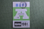 Проездной на Автобус, май 1981 года. Общественный транспорт, Москва, СССР. XF