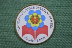 Знак, значок "Национальный Фестиваль молодежи 30 лет ГДР". Германия. 