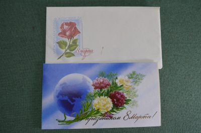 Открытка с конвертом "С праздником 8 марта", Правда, 1980 год, СССР.