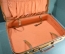 Кожаный чемодан, рыжий. Оранжевый внутри. Винтаж, СССР.