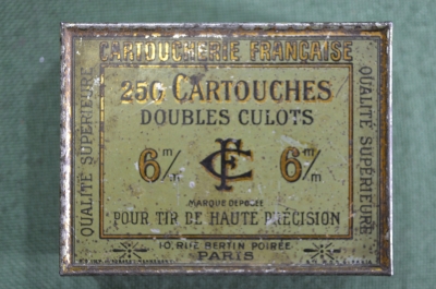 Жестяная коробка от патронов 6 мм "Lebel Scolaire". Конец 19 века. Франция.