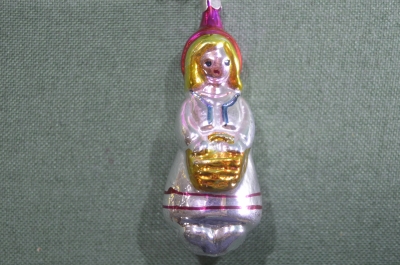 Елочная игрушка "Красная шапочка". Стекло. 1980-е годы. СССР.