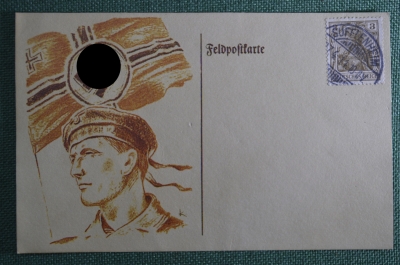 Открытка "Немецкий моряк возле флага". Feldpostcarte, 3-й Рейх, Германия.