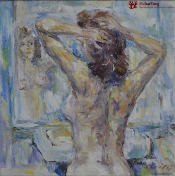 Картина "У зеркала". Автор Гусев Петр. Холст, масло. 1997 год.