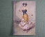 Старинная открытка "Дама в платье с розой". Ленинградский обласлит, 1920 -е годы.