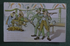 Старинная открытка "Охотничий клуб". Подписанная, с маркой. Начало XX века. Германия.