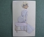 Старинная открытка "Дама на стуле". Чистая. Тиснение. Начало XX века. Европа.