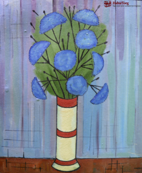 Картина "Букет цветов". Масло, оргалит. Вахтанг Георгобиани, 1970-е годы. СССР, Грузия. 