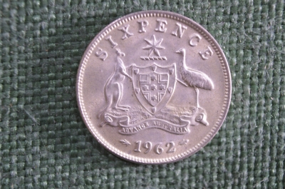 6 пенсов 1962 года. Австралия. Серебро. UNC.