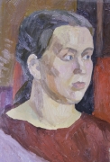 Картина "Портрет женщины. Маша". Масло, холст. Горелов Гавриил Никитич. 1940 - 1950 -е годы. СССР.