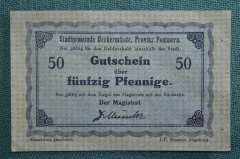 Нотгельд города Иккермюнде, 50 пфеннигов. Ueckermunde, Померания, Германия. 1917 - 1918 гг.