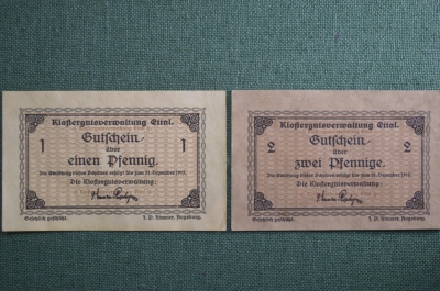 Нотгельды (крисгельды, 2 штуки). Этталь Ettal , Bayern. 31 декабря 1917 года. Бавария, Германия.