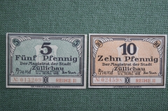 Нотгельды города Сулехув (5 и 10 пфеннигов). Zullichau, Германия - Польша. 30 декабря 1918 года.